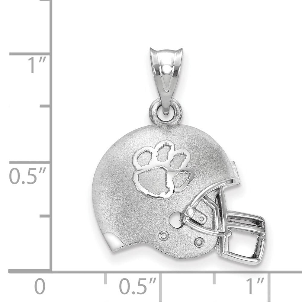 Alternate view of the Sterling Silver Clemson U 3D Football Helmet w Logo Pendant by The Black Bow Jewelry Co.