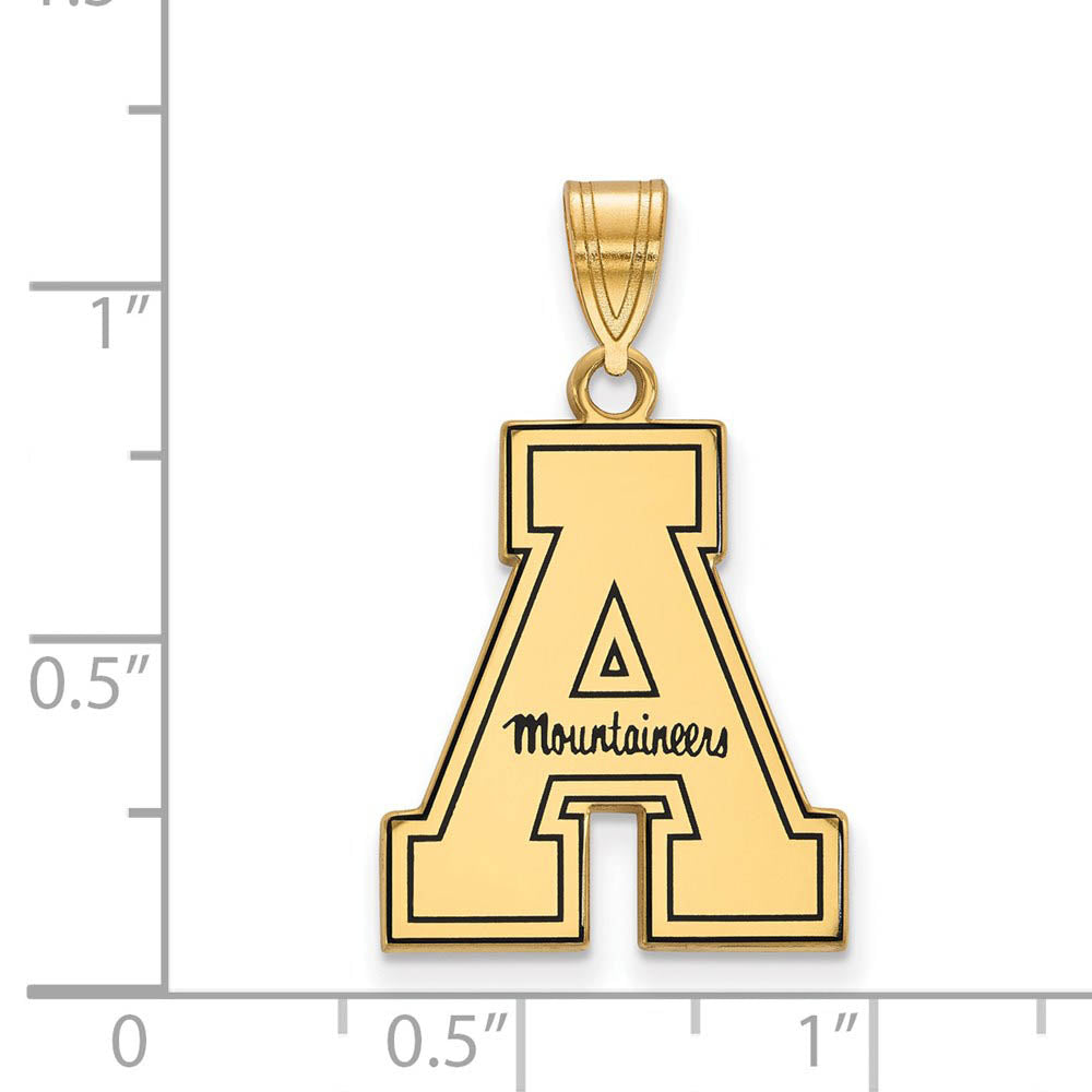 Alternate view of the 14k Gold Plated Silver Appalachian State Enamel Large Pendant by The Black Bow Jewelry Co.