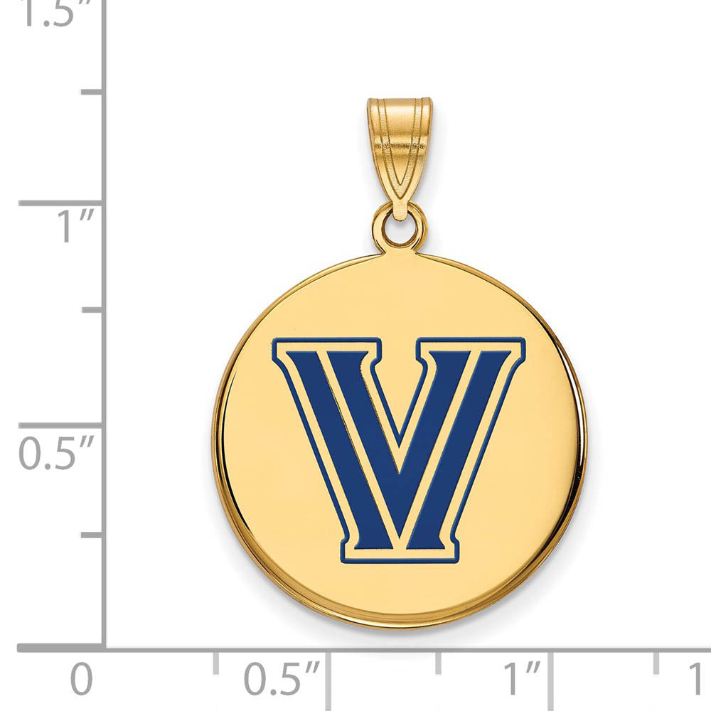 Alternate view of the 14k Gold Plated Silver Villanova Univ. Large Enamel Disc Pendant by The Black Bow Jewelry Co.