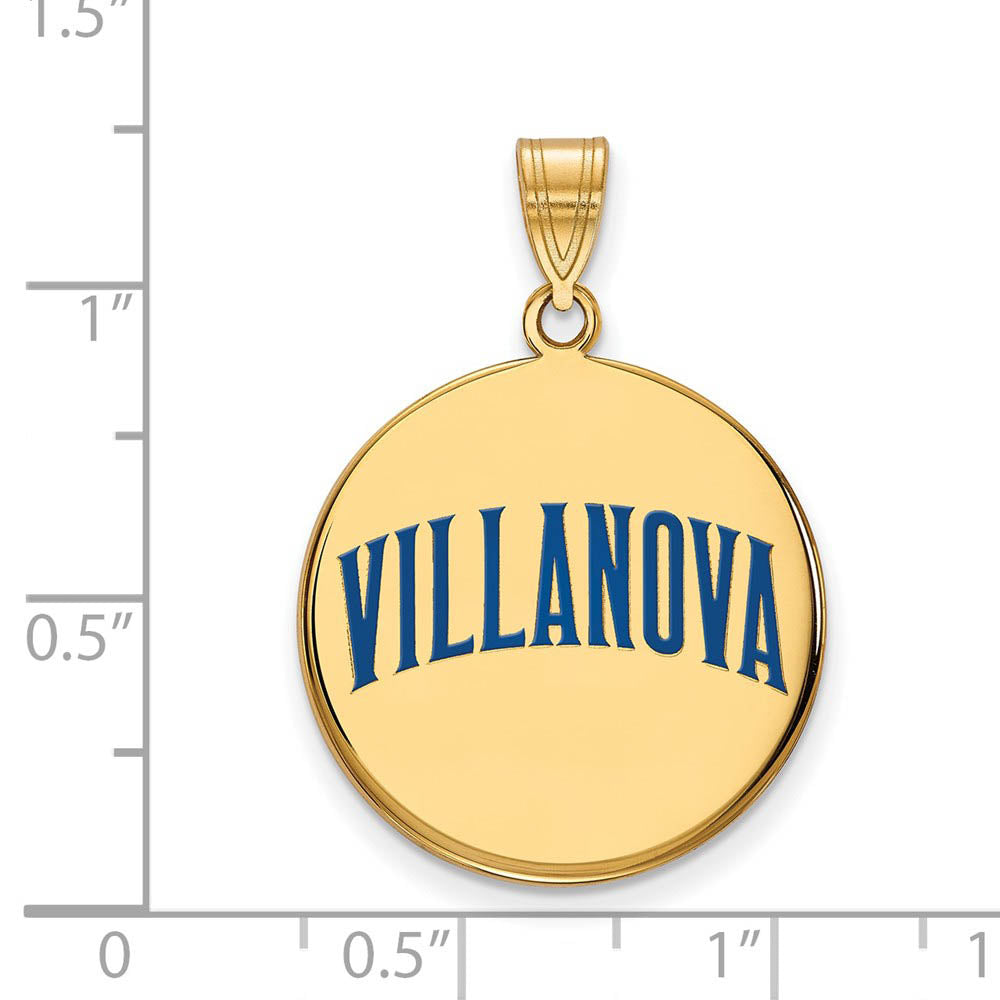Alternate view of the 14k Gold Plated Silver Villanova U. Large Enamel Script Disc Pendant by The Black Bow Jewelry Co.