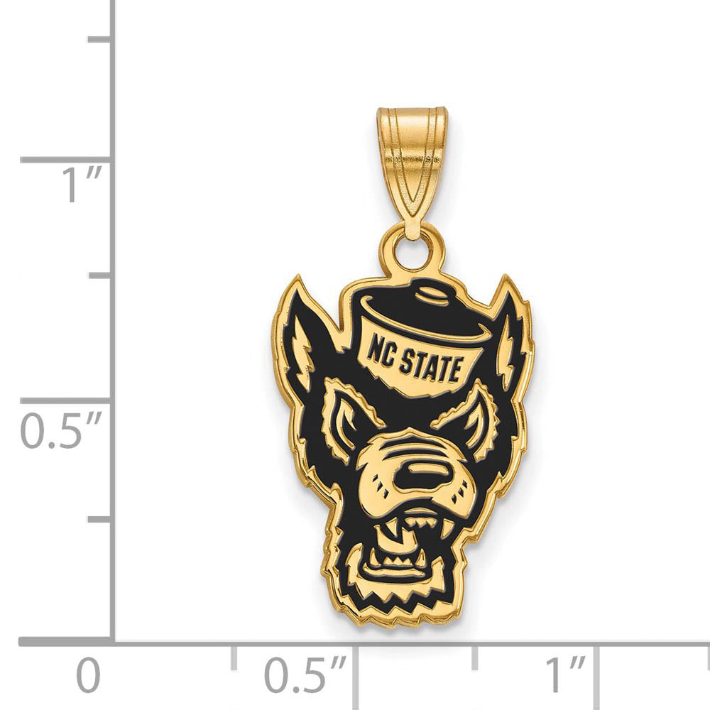 Alternate view of the 14k Gold Plated Silver NC State Large Enamel Pendant by The Black Bow Jewelry Co.