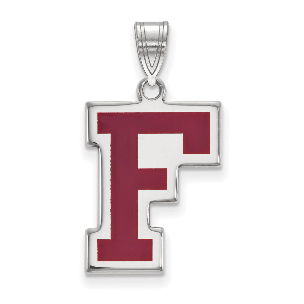 Sterling Silver Fordham U Enamel Large Pendant, Item P15591 by The Black Bow Jewelry Co.