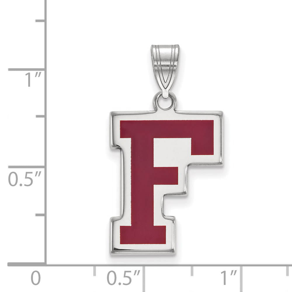 Alternate view of the Sterling Silver Fordham U Enamel Large Pendant by The Black Bow Jewelry Co.