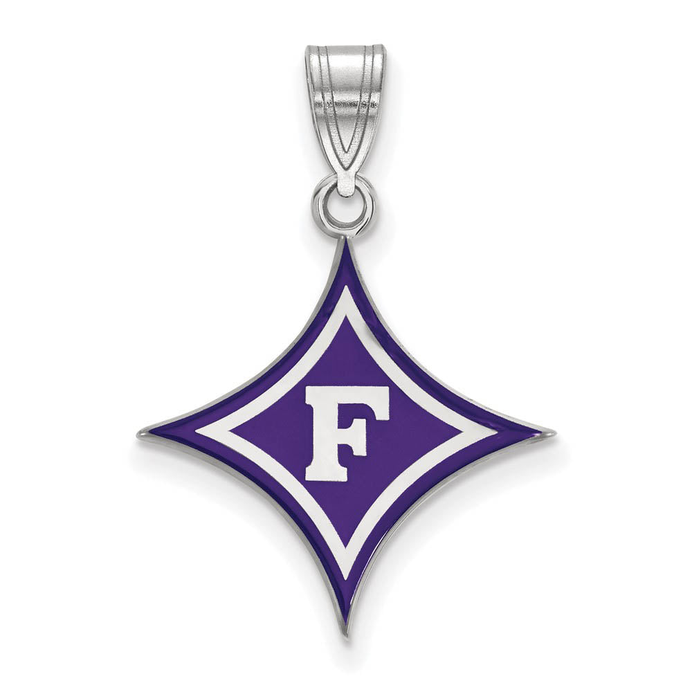 Sterling Silver Furman U Large Enamel Pendant, Item P15592 by The Black Bow Jewelry Co.