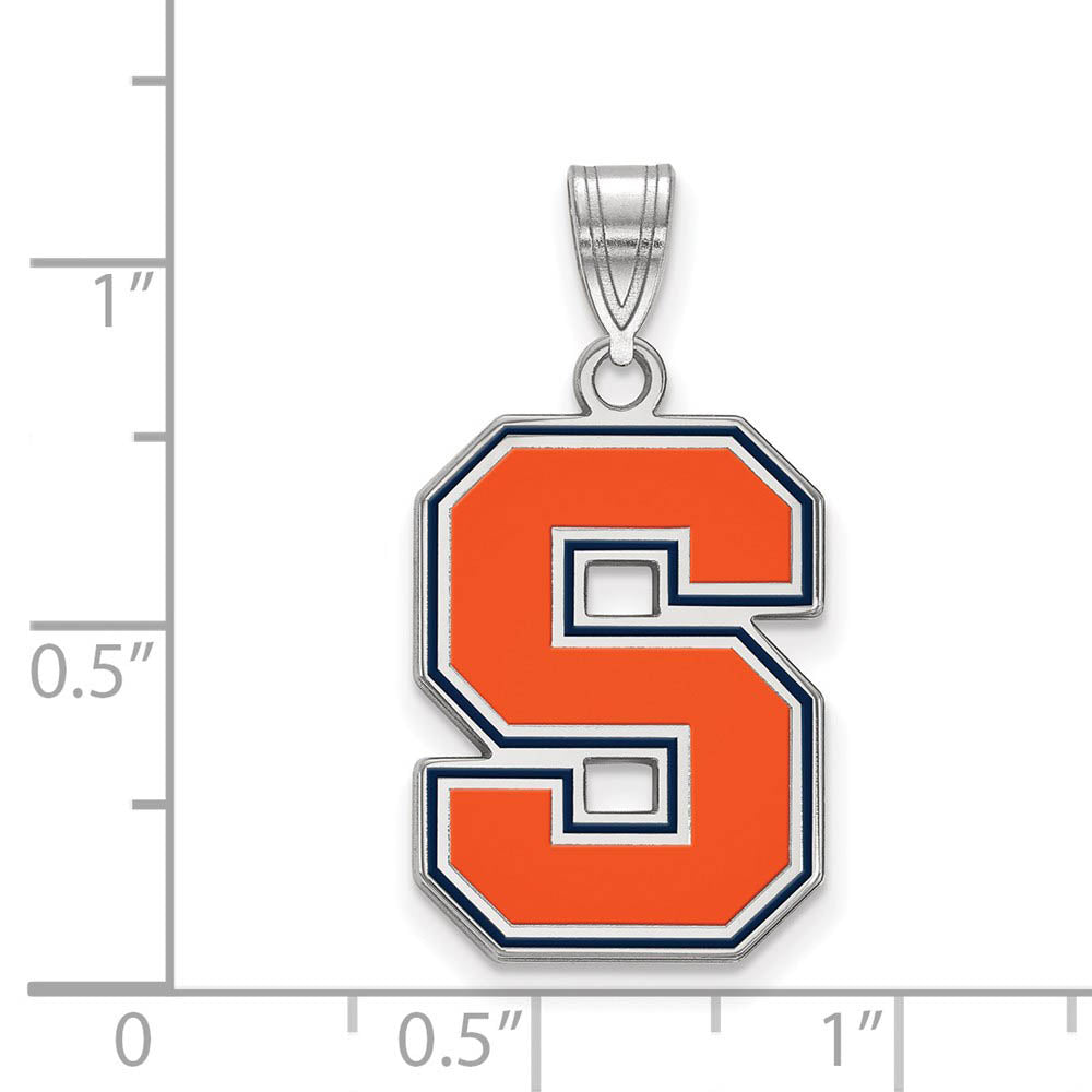 Alternate view of the Sterling Silver Syracuse U. Large Enamel Pendant by The Black Bow Jewelry Co.