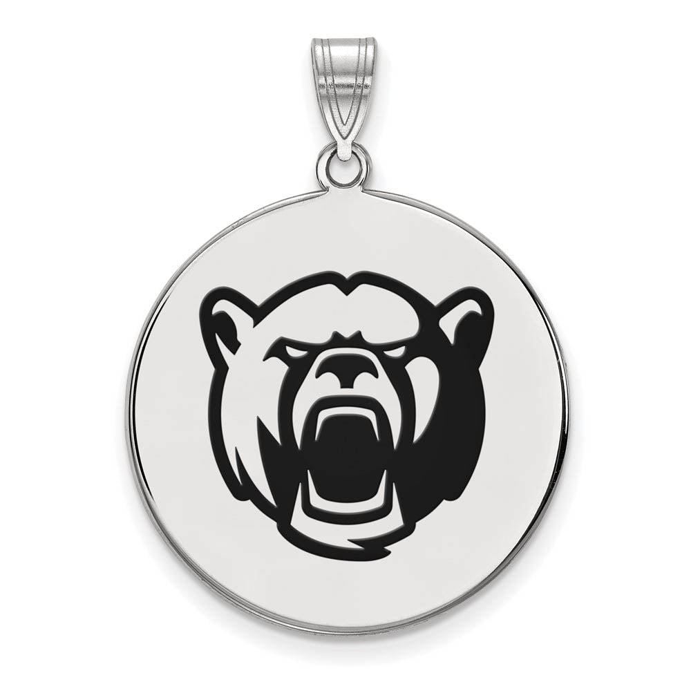 Sterling Silver Baylor U Large Bears Enamel Disc Pendant, Item P15603 by The Black Bow Jewelry Co.
