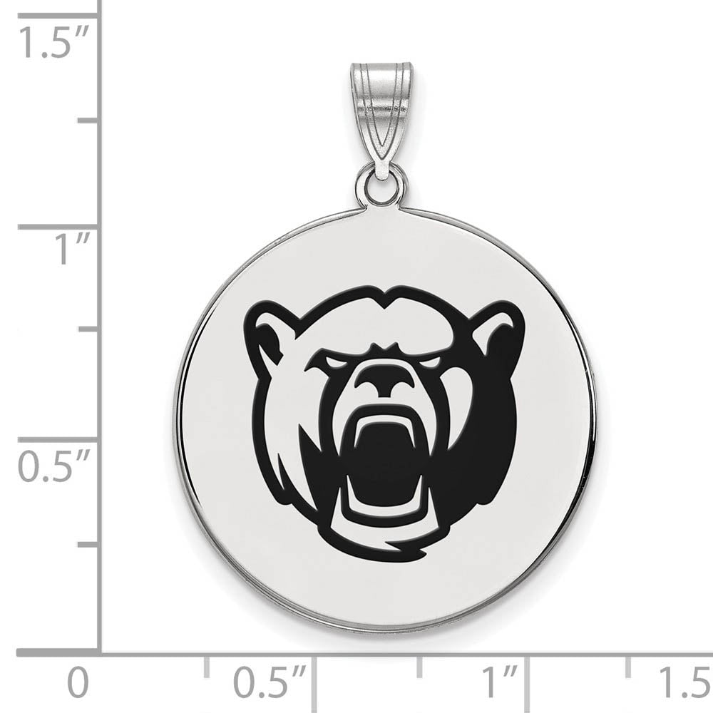 Alternate view of the Sterling Silver Baylor U Large Enamel Disc Pendant Necklace by The Black Bow Jewelry Co.