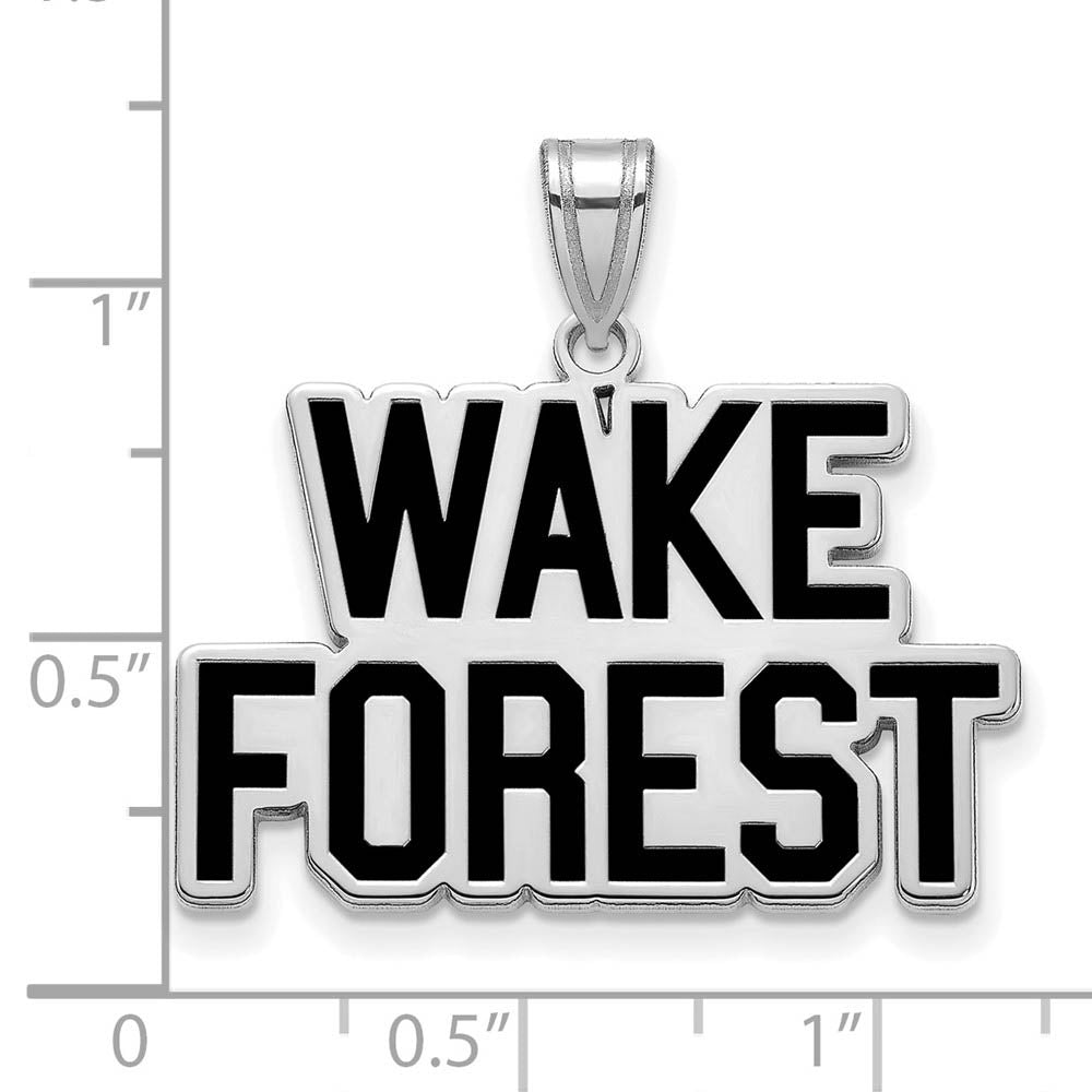 Alternate view of the Sterling Silver Wake Forest U. Large Enamel Logo Pendant by The Black Bow Jewelry Co.