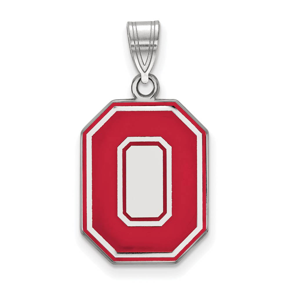 Sterling Silver Ohio State Large Enamel 'O' Pendant, Item P15609 by The Black Bow Jewelry Co.