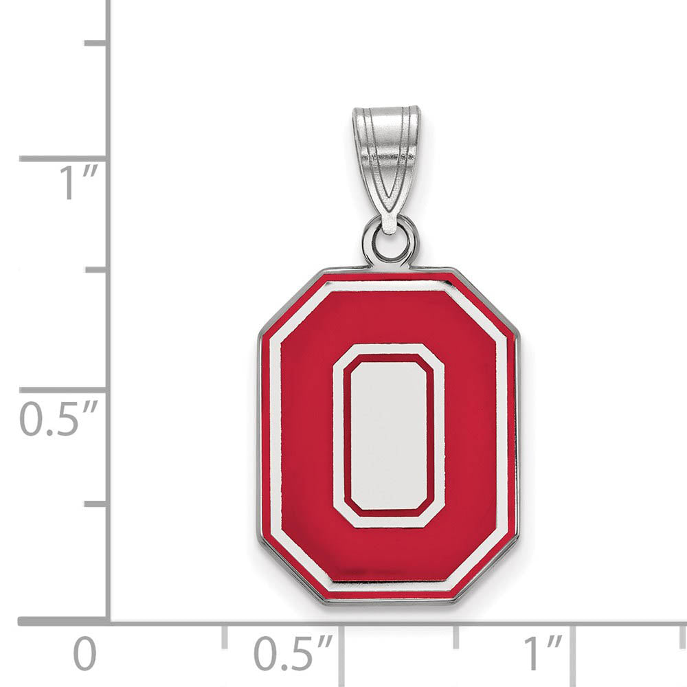 Alternate view of the Sterling Silver Ohio State Large Enamel 'O' Pendant by The Black Bow Jewelry Co.