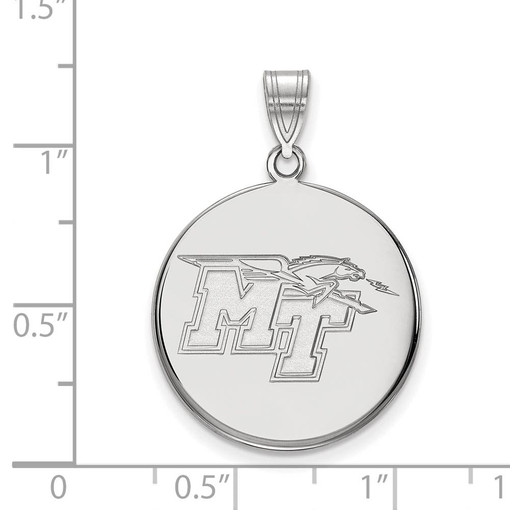 Alternate view of the 10k White Gold Middle Tennessee State Large Disc Pendant by The Black Bow Jewelry Co.