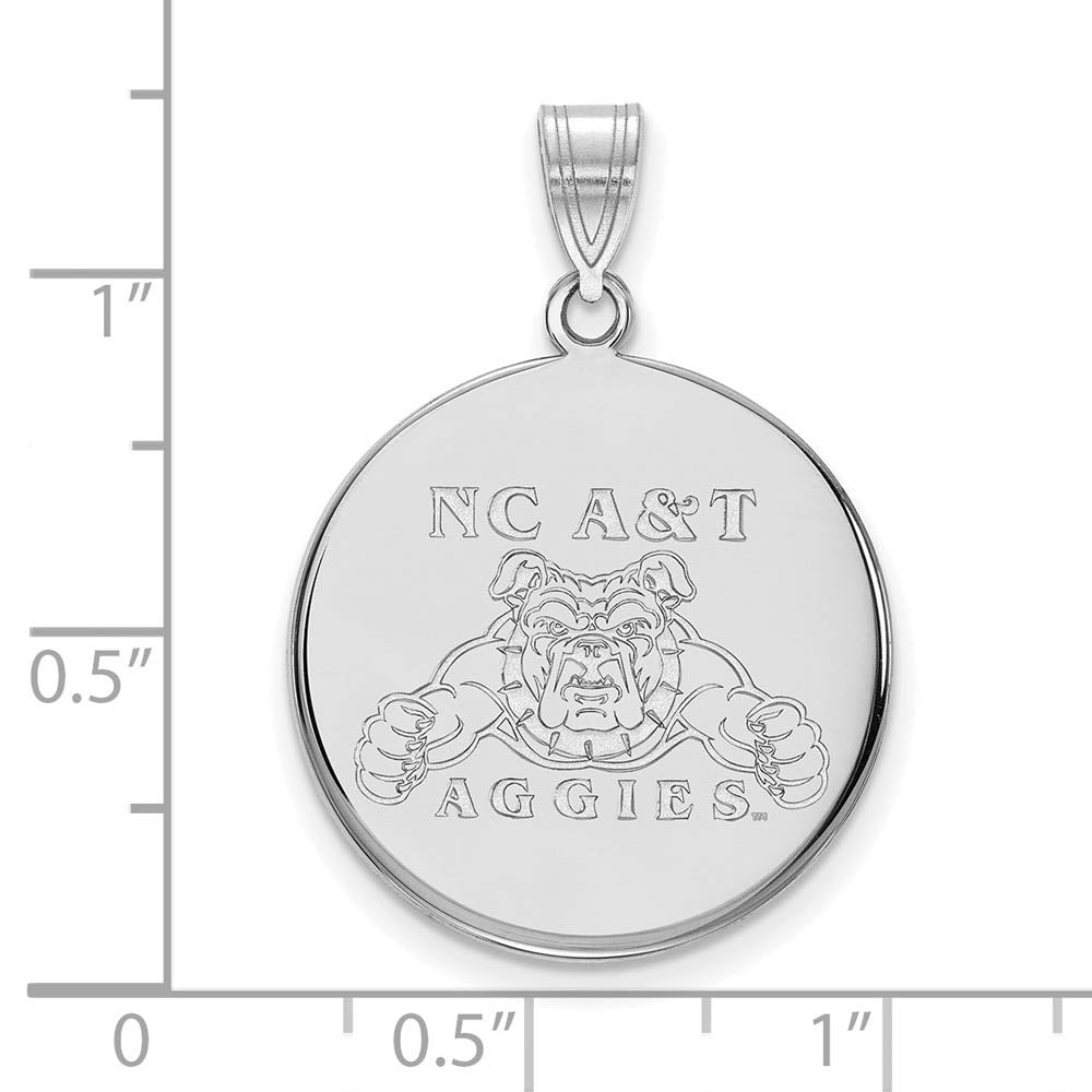 Alternate view of the 10k White Gold North Carolina A&T Large Disc Pendant by The Black Bow Jewelry Co.