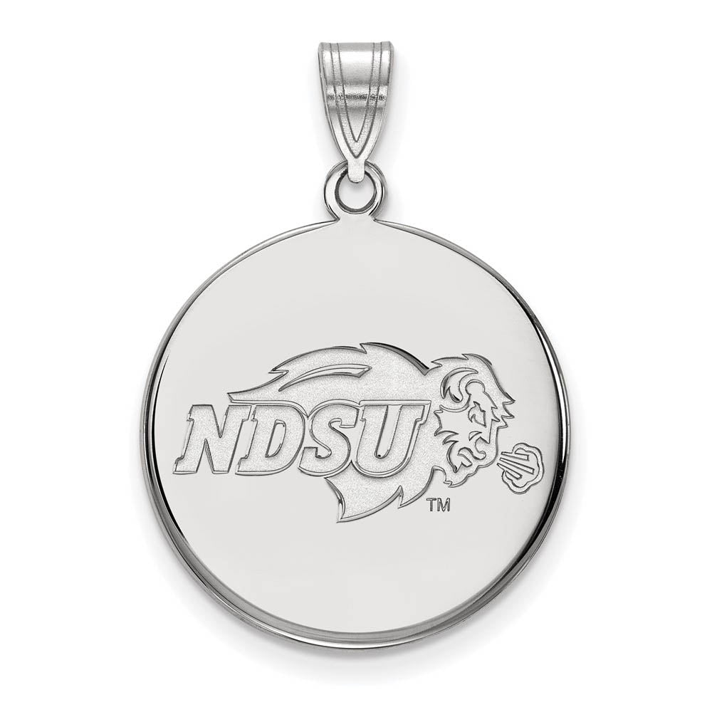 10k White Gold North Dakota State Large Disc Pendant, Item P15627 by The Black Bow Jewelry Co.