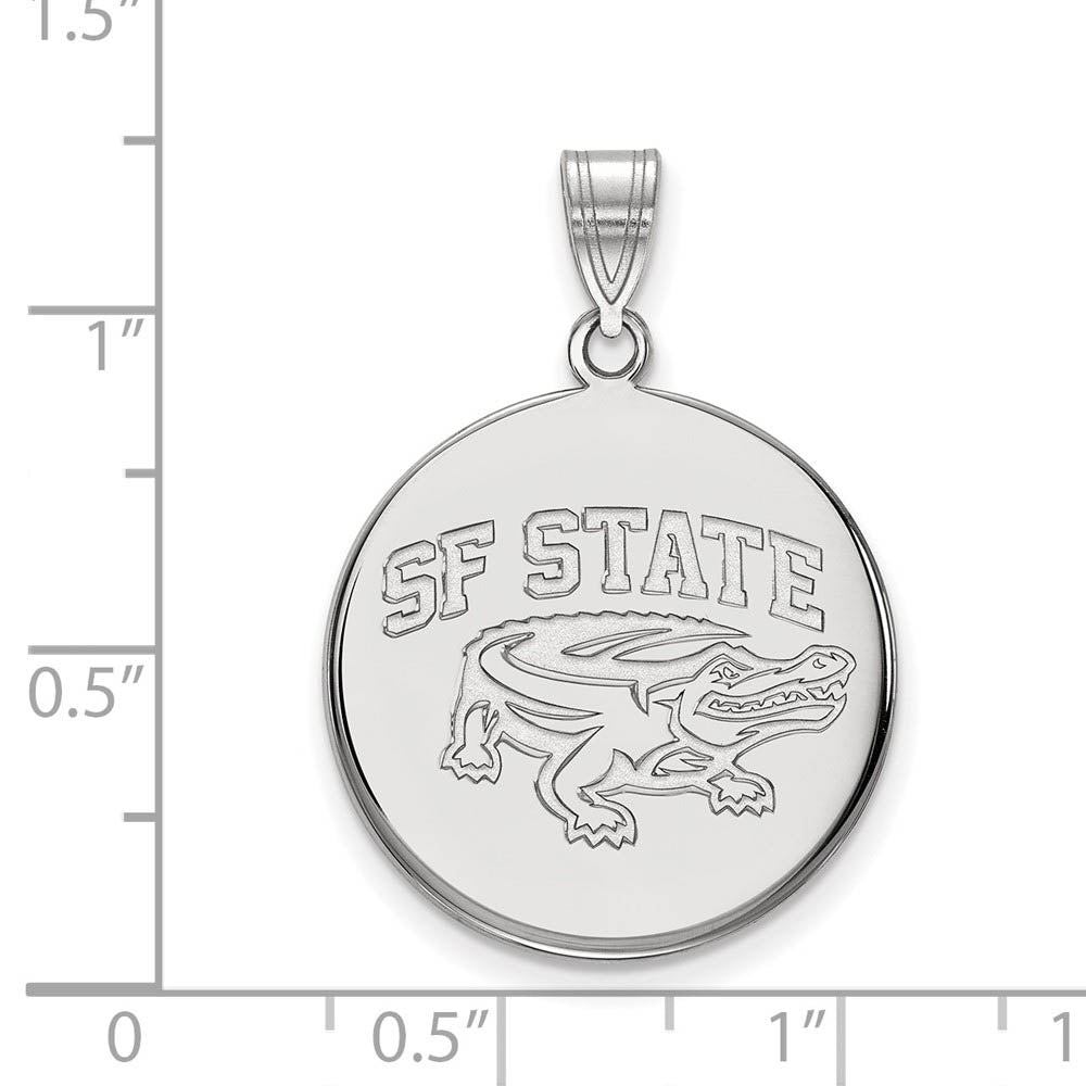Alternate view of the 10k White Gold San Francisco State Large Disc Pendant by The Black Bow Jewelry Co.
