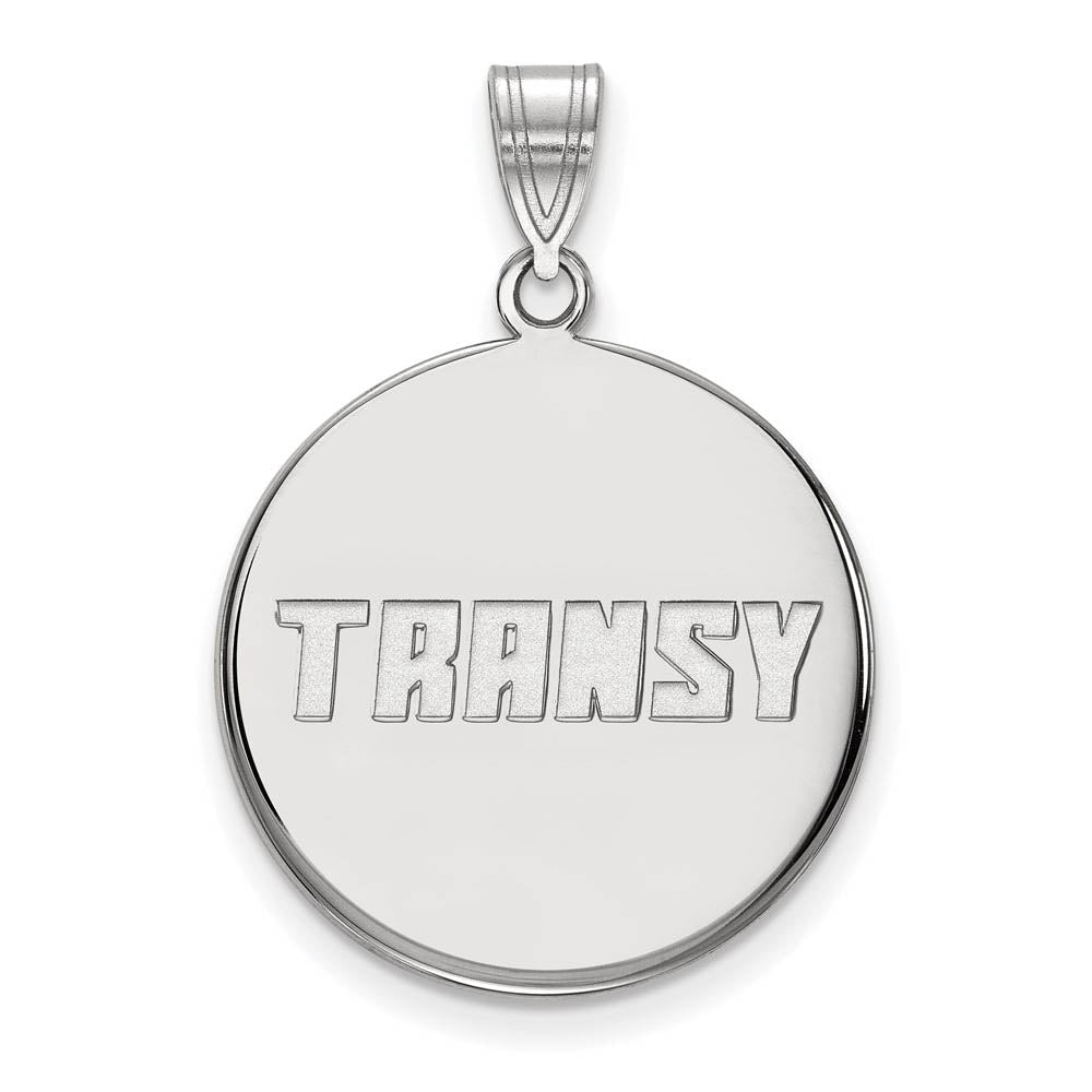 10k White Gold Transylvania U. Large Disc Pendant, Item P15638 by The Black Bow Jewelry Co.