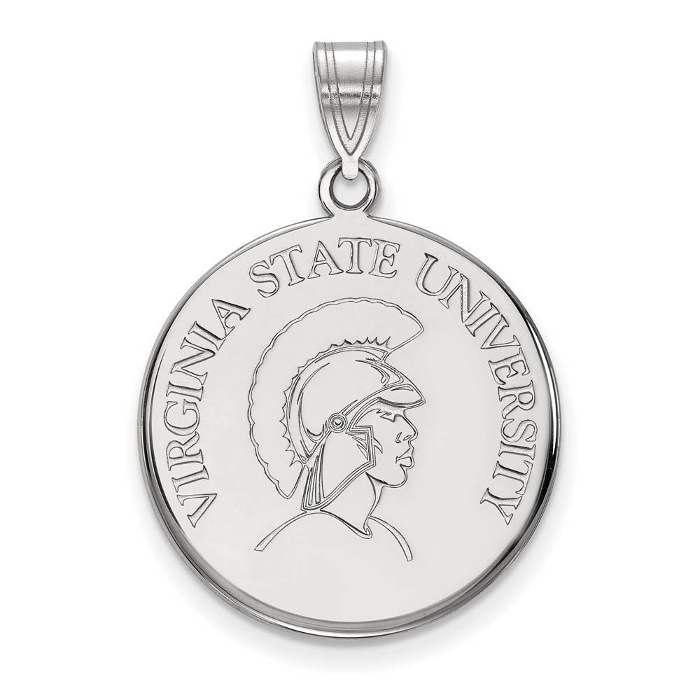 10k White Gold Virginia State Large Disc Pendant, Item P15651 by The Black Bow Jewelry Co.