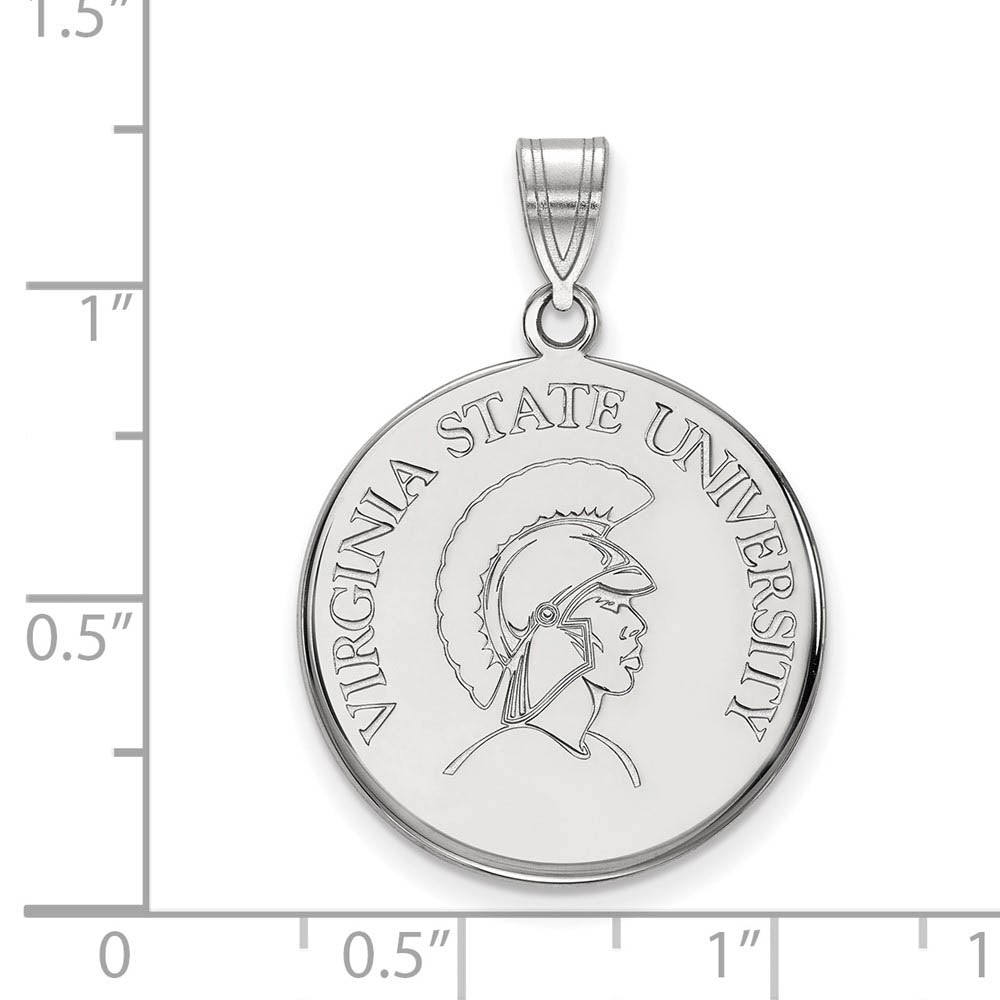 Alternate view of the 10k White Gold Virginia State Large Disc Pendant by The Black Bow Jewelry Co.