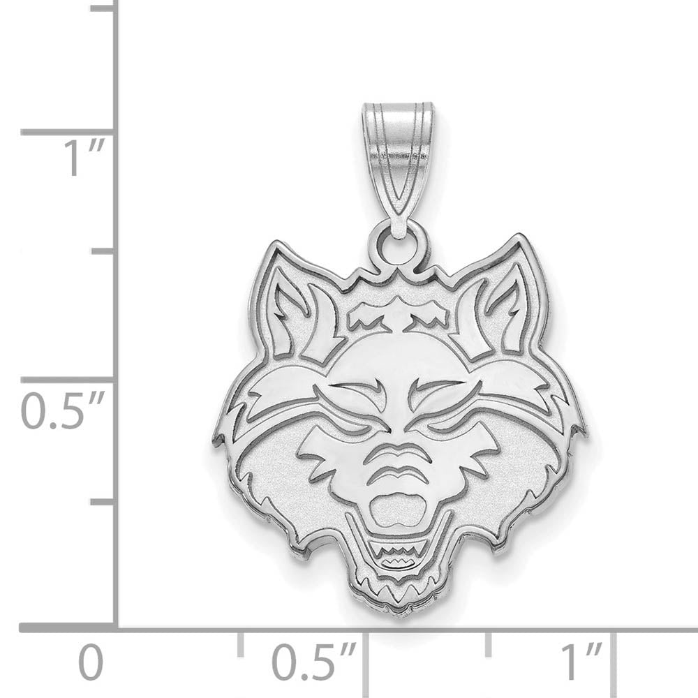 Alternate view of the 10k White Gold Arkansas State Large Mascot Pendant by The Black Bow Jewelry Co.
