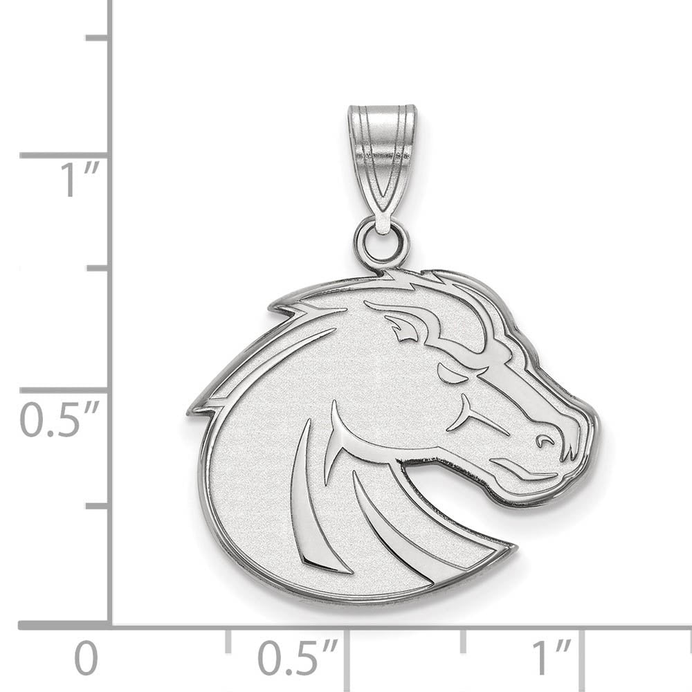 Alternate view of the 10k White Gold Boise State Large Mascot Pendant by The Black Bow Jewelry Co.