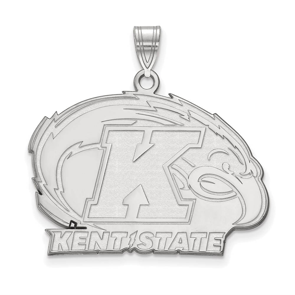10k White Gold Kent State Large Logo Pendant, Item P15671 by The Black Bow Jewelry Co.