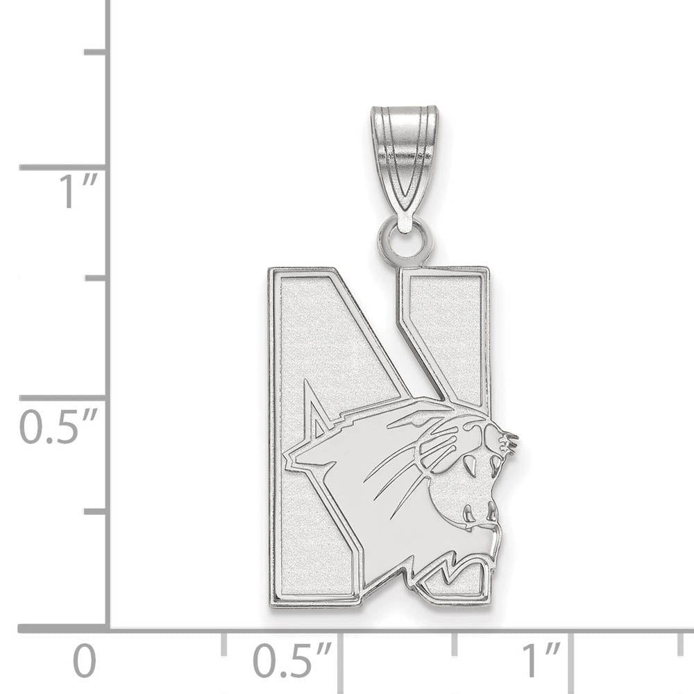 Alternate view of the 10k White Gold Northwestern U. Large Logo Pendant by The Black Bow Jewelry Co.