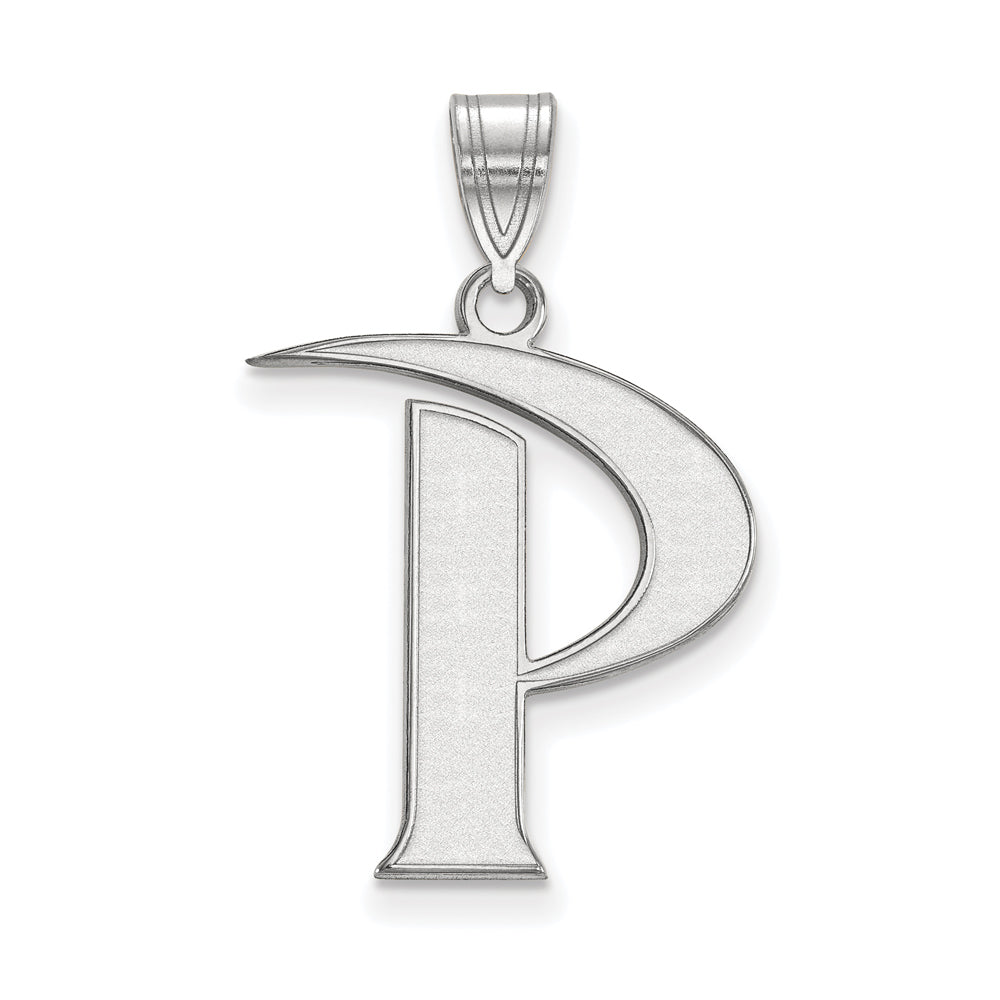 10k White Gold Pepperdine U. Large Initial P Pendant, Item P15677 by The Black Bow Jewelry Co.