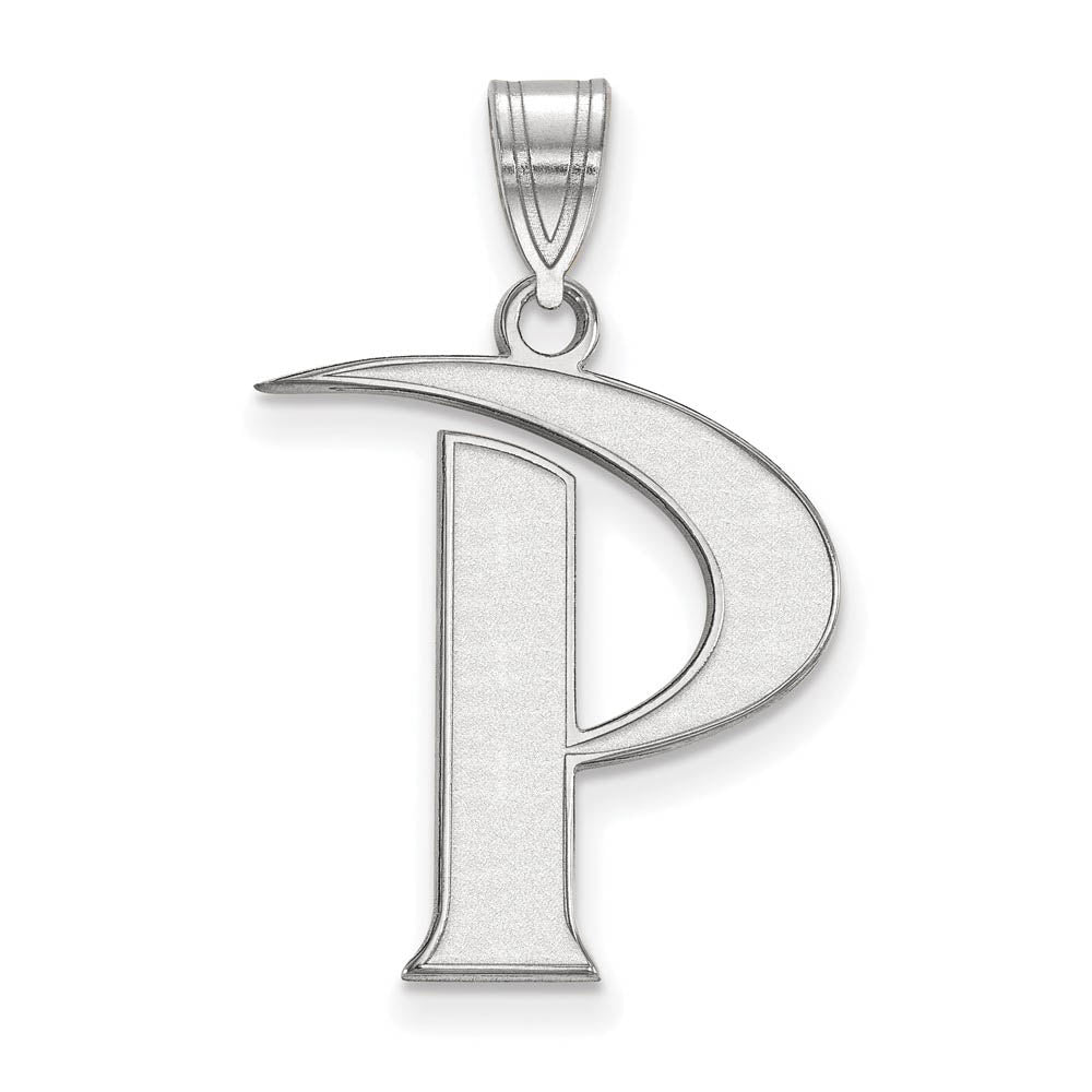10k White Gold Pepperdine U. Large Initial P Pendant, Item P15677 by The Black Bow Jewelry Co.
