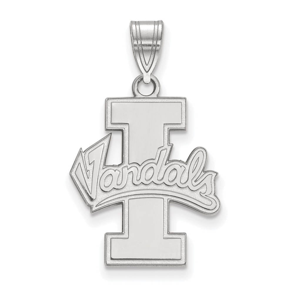 10k White Gold U. of Idaho Large Logo Pendant, Item P15691 by The Black Bow Jewelry Co.