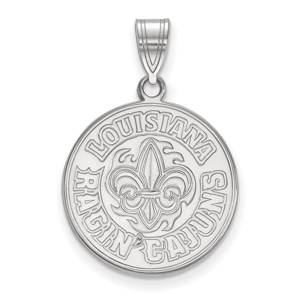 10k White Gold U. of Louisiana at Lafayette Large Pendant, Item P15702 by The Black Bow Jewelry Co.