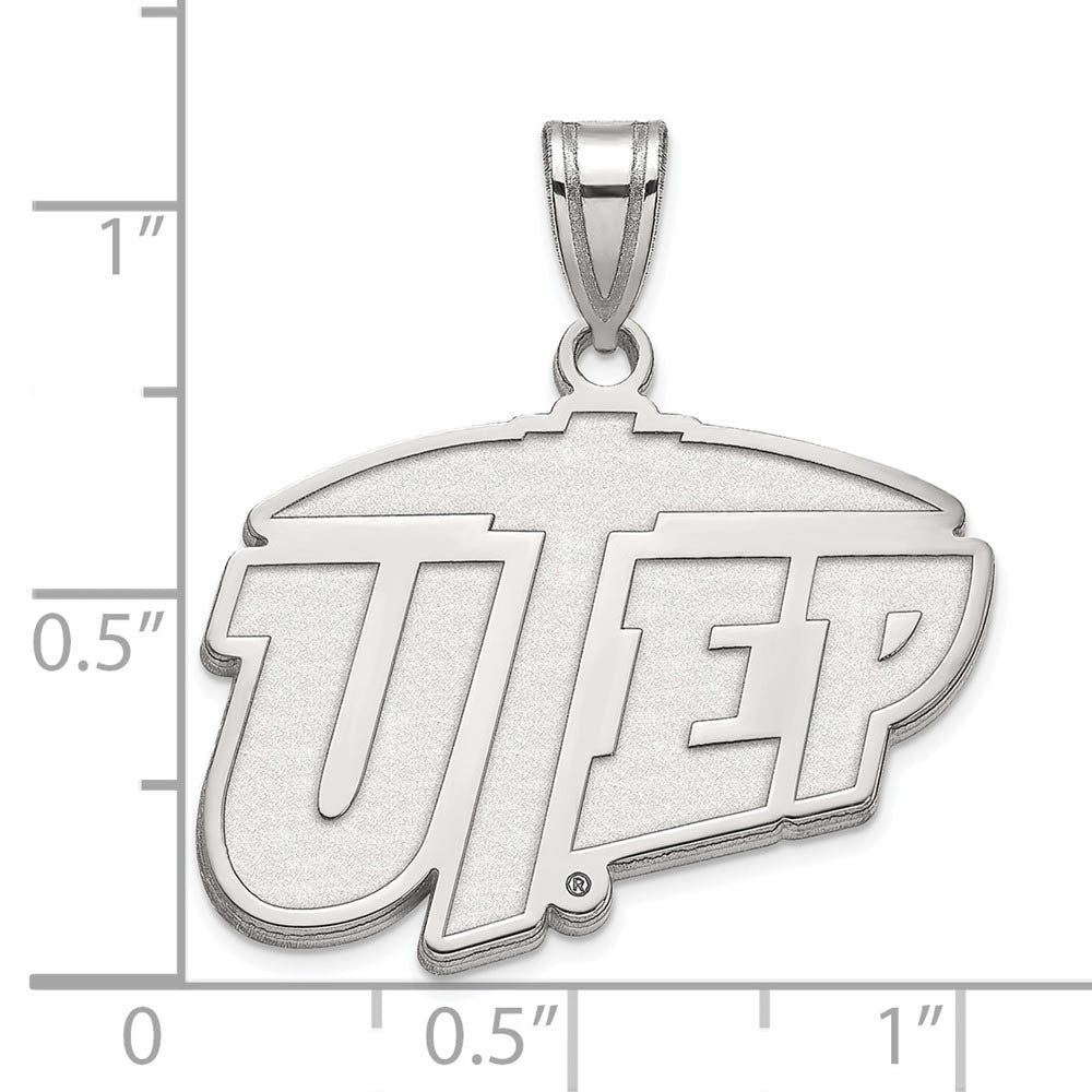 Alternate view of the 10k White Gold U. of Texas at El Paso Large Logo Pendant by The Black Bow Jewelry Co.