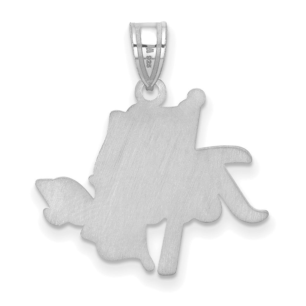 Alternate view of the 10k White Gold The U. of Tulsa Large Script Pendant by The Black Bow Jewelry Co.
