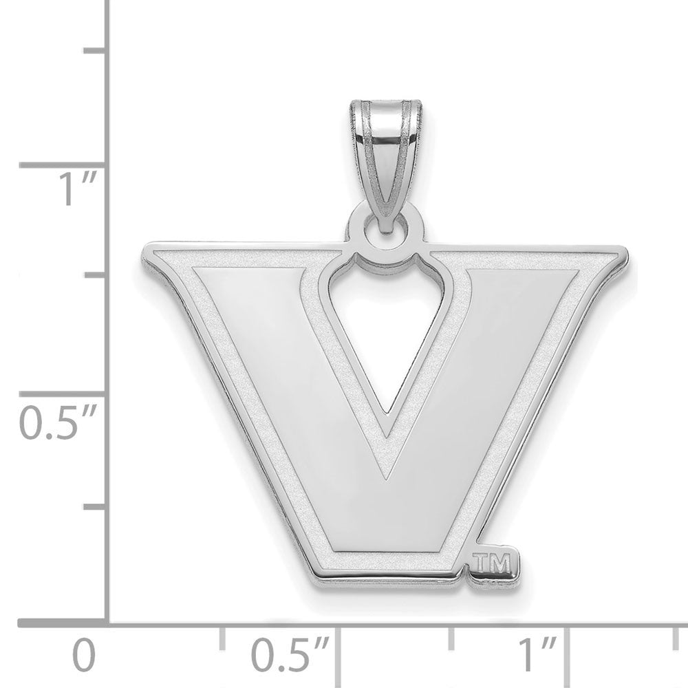 Alternate view of the 10k White Gold Vanderbilt U. Large Logo Pendant by The Black Bow Jewelry Co.