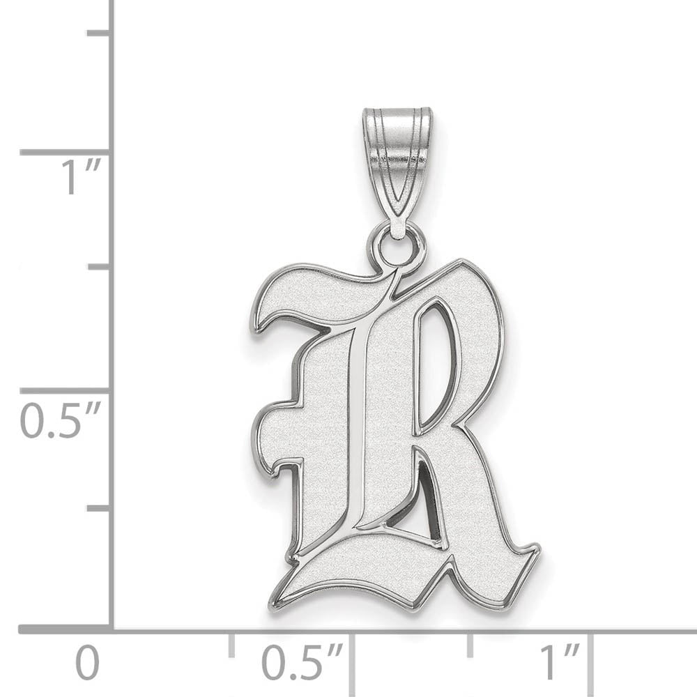 Alternate view of the 10k White Gold Rice U. Large 'R' Pendant by The Black Bow Jewelry Co.