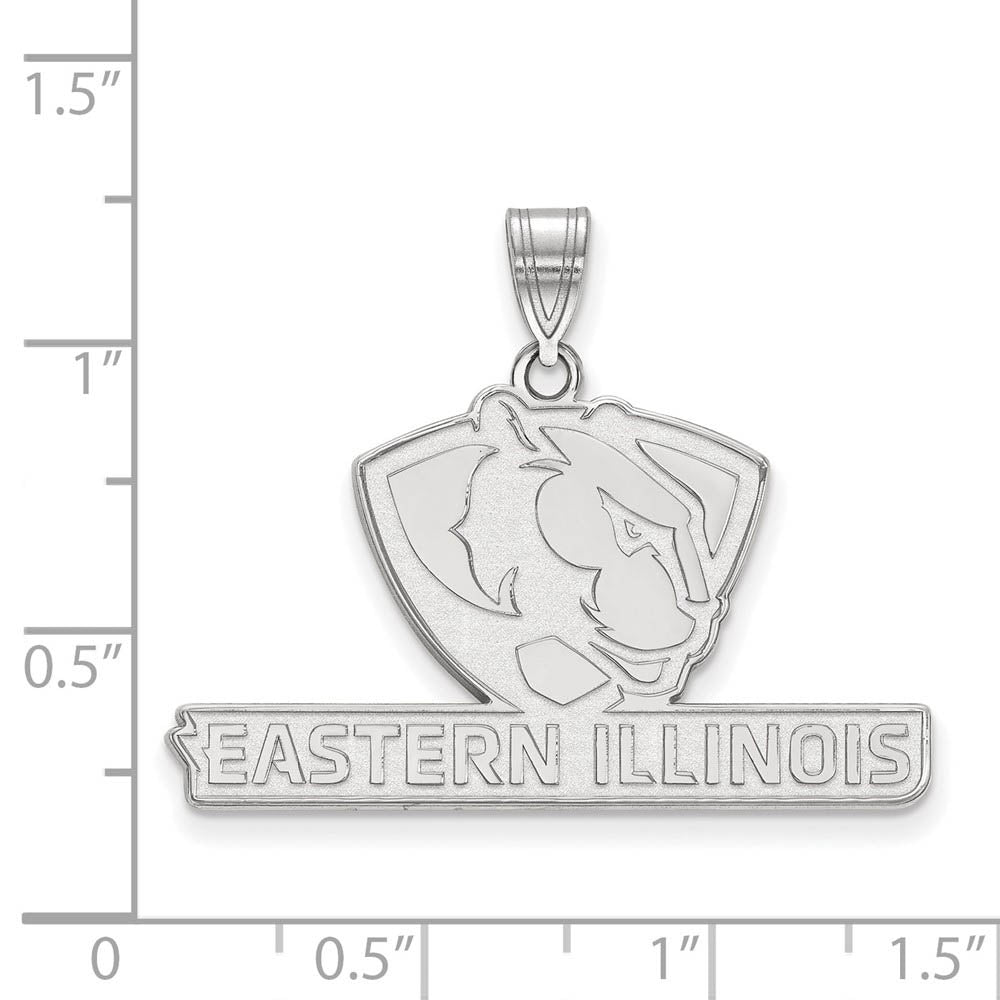 Alternate view of the 10k White Gold Eastern Illinois U Large Pendant by The Black Bow Jewelry Co.