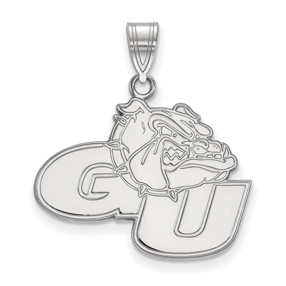 10k White Gold Gonzaga U Large Pendant, Item P15717 by The Black Bow Jewelry Co.