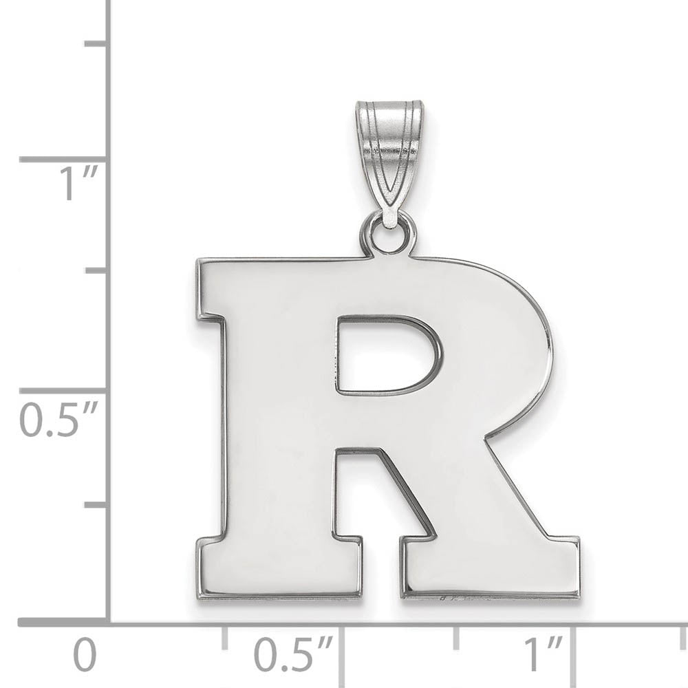Alternate view of the 10k White Gold Rutgers Large Initial R Pendant by The Black Bow Jewelry Co.