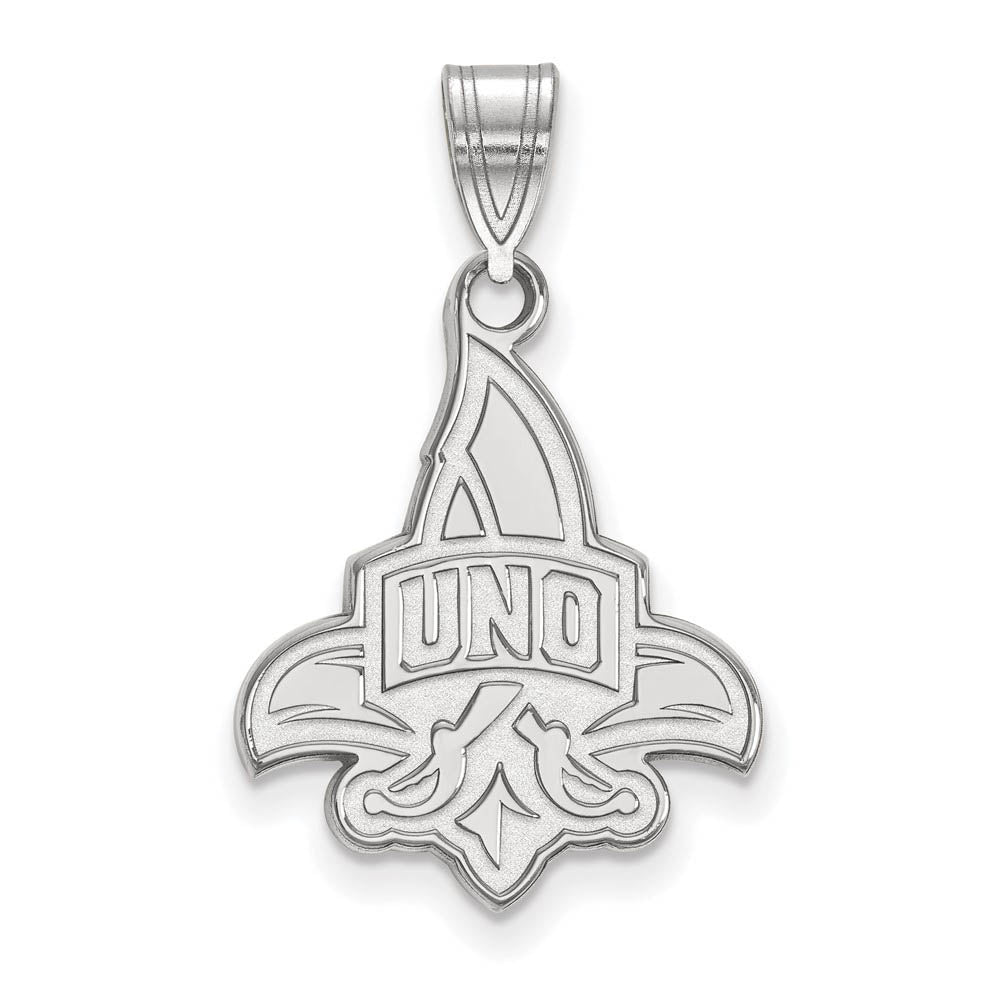 10k White Gold U. of New Orleans Large Pendant, Item P15721 by The Black Bow Jewelry Co.
