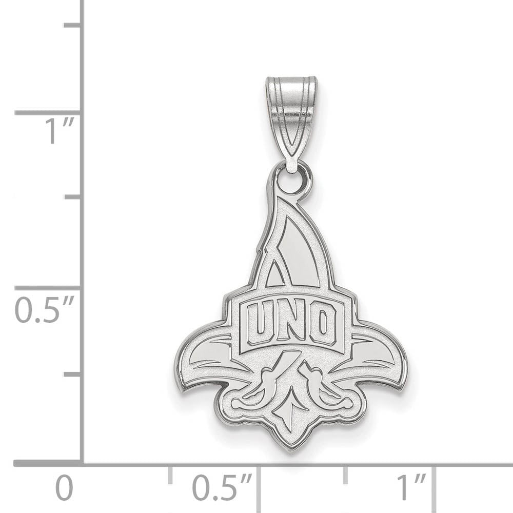 Alternate view of the 10k White Gold U. of New Orleans Large Pendant by The Black Bow Jewelry Co.