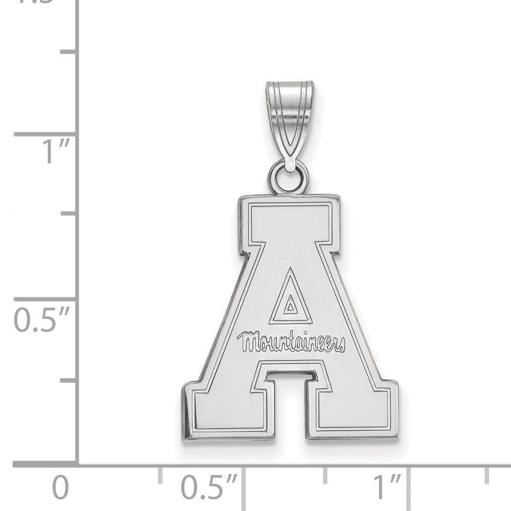 Alternate view of the 10k White Gold Appalachian State Large 'A' Pendant by The Black Bow Jewelry Co.