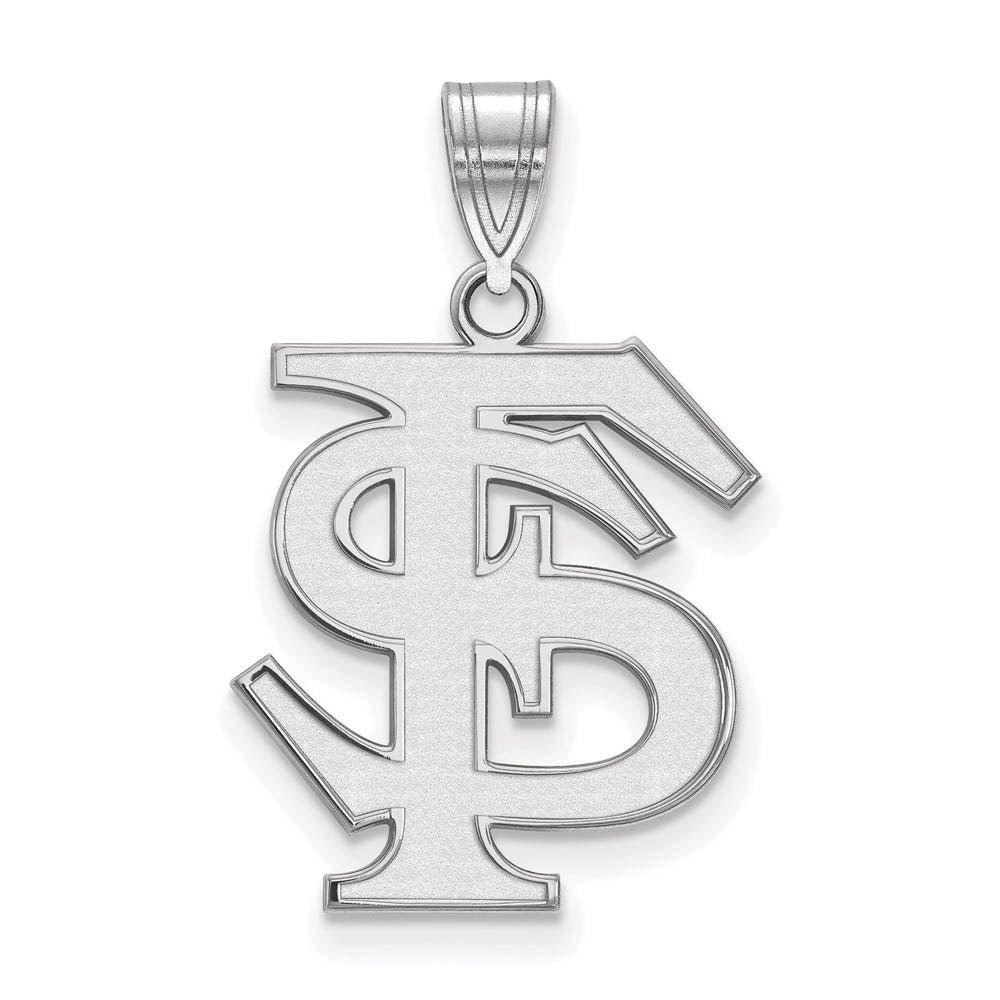 10k White Gold Florida State Large 'FS' Pendant, Item P15742 by The Black Bow Jewelry Co.