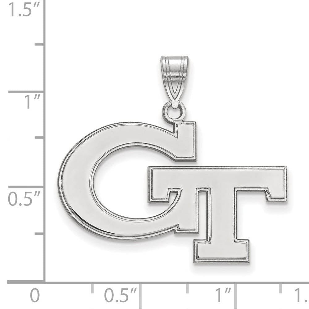 Alternate view of the 10k White Gold Georgia Technology Large 'GT' Pendant by The Black Bow Jewelry Co.