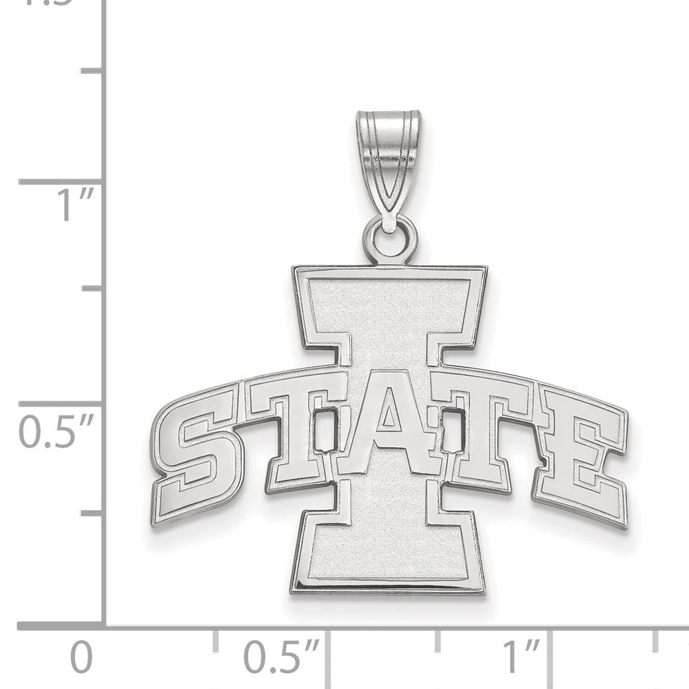 Alternate view of the 10k White Gold Iowa State Large 'I STATE' Pendant by The Black Bow Jewelry Co.