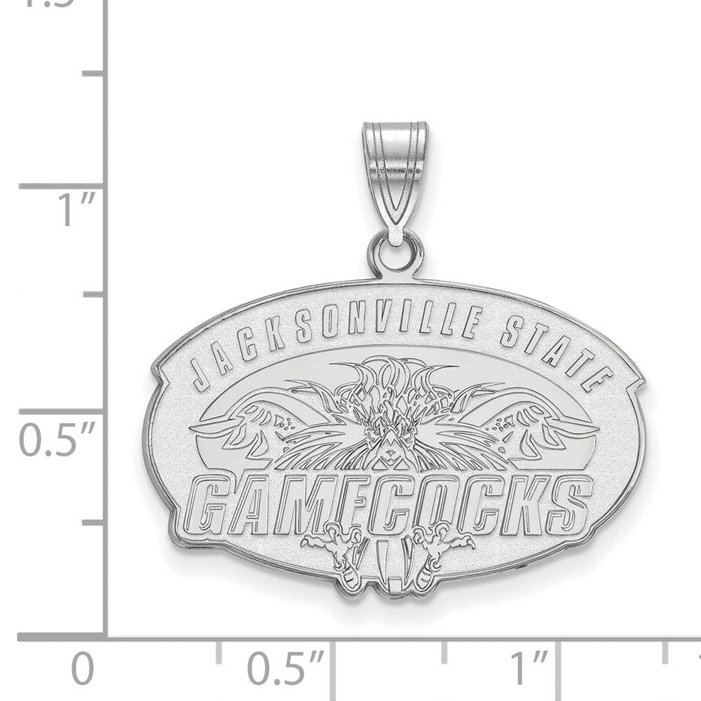 Alternate view of the 10k White Gold Jacksonville State Large Pendant by The Black Bow Jewelry Co.