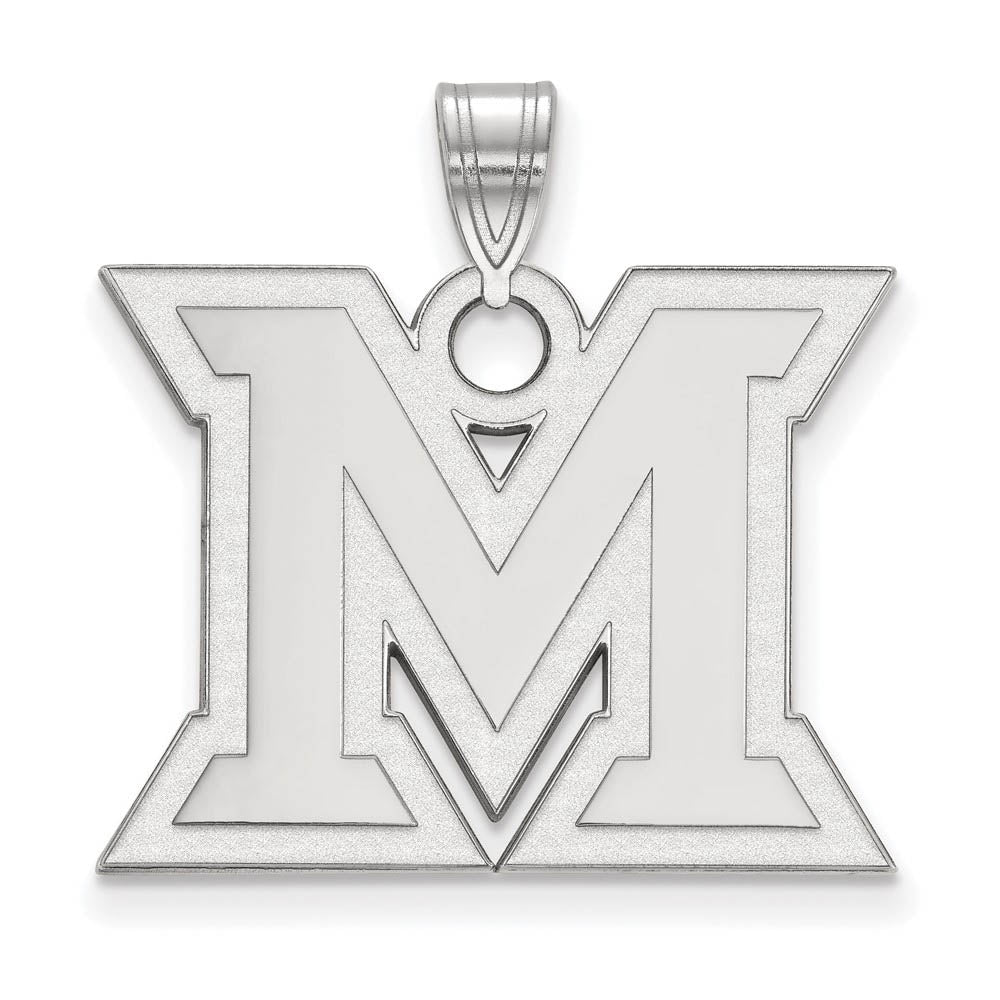 10k White Gold Miami U Large Initial M Pendant, Item P15757 by The Black Bow Jewelry Co.
