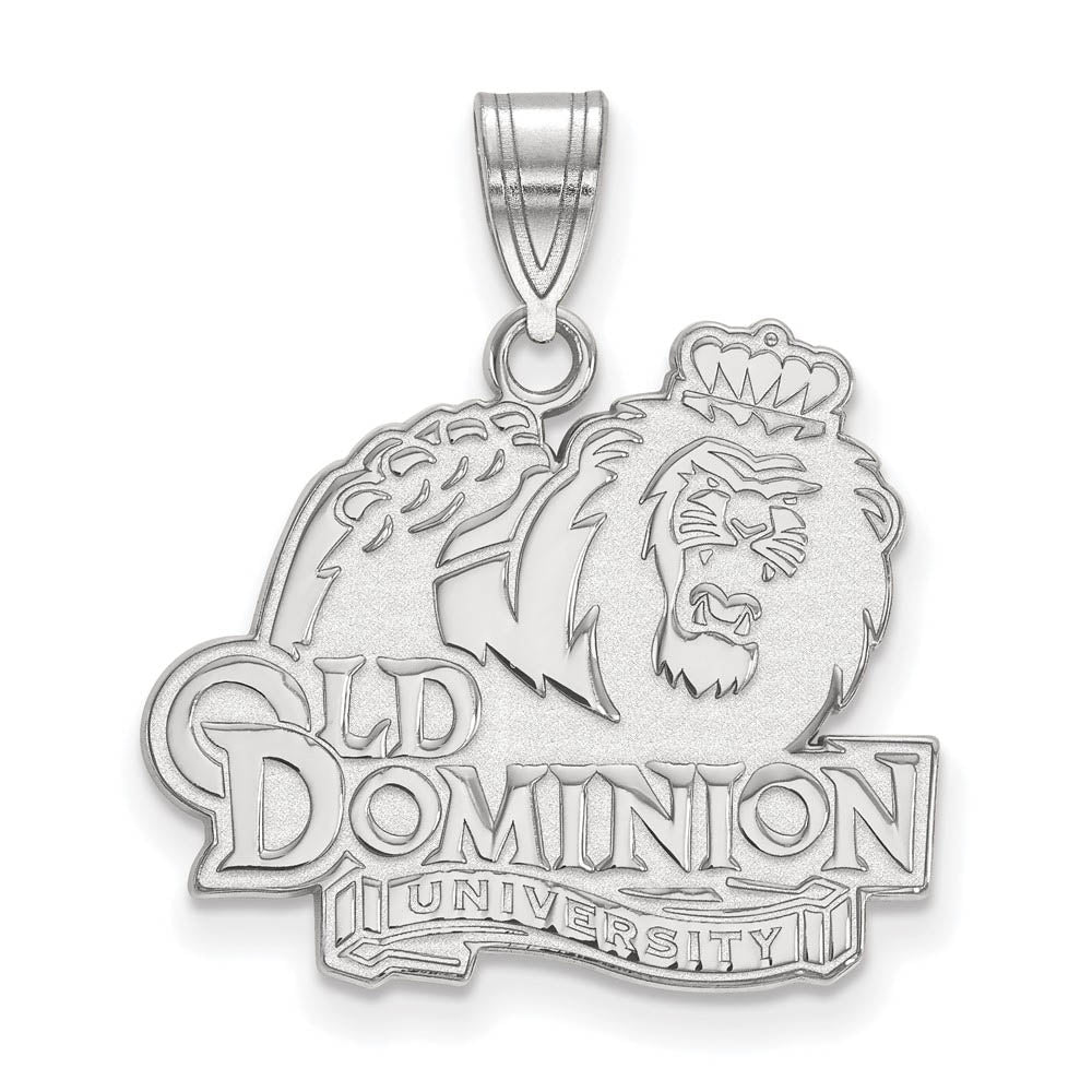 10k White Gold Old Dominion U. Large Logo Pendant, Item P15760 by The Black Bow Jewelry Co.