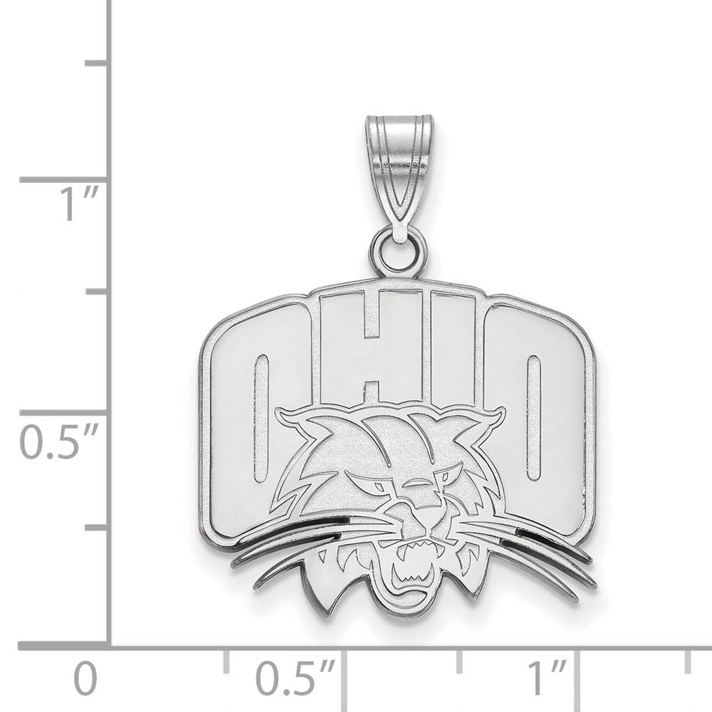 Alternate view of the 10k White Gold Ohio U. Large Logo Pendant by The Black Bow Jewelry Co.