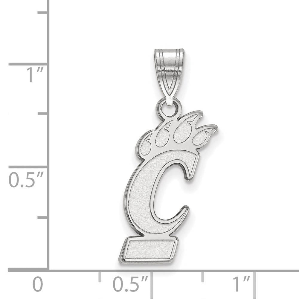 Alternate view of the 10k White Gold U of Cincinnati Large Pendant by The Black Bow Jewelry Co.