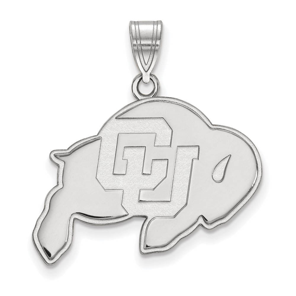 10k White Gold U of Colorado Large 'CU' Mascot Pendant, Item P15783 by The Black Bow Jewelry Co.