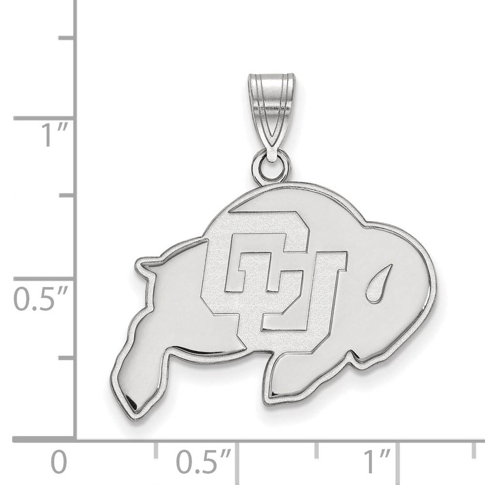Alternate view of the 10k White Gold U of Colorado Large 'CU' Mascot Pendant by The Black Bow Jewelry Co.