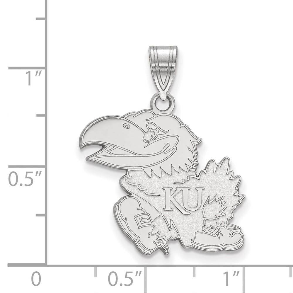 Alternate view of the 10k White Gold U. of Kansas Large Mascot Pendant by The Black Bow Jewelry Co.